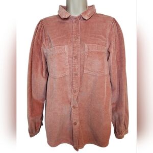 American Eagle Dusty Pink Corduroy Button Down Shirt Small Cottagecore